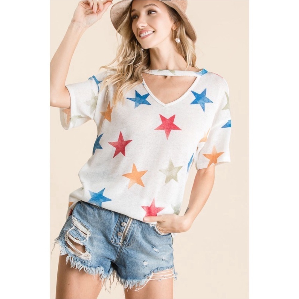 So Soft -adorable Star Prim Top with cute out in front!